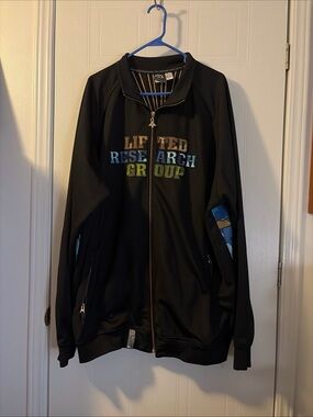 LRG Lifted Research Group Track Jacket Zip Up Men's 5XL Black Embroidered Vtg